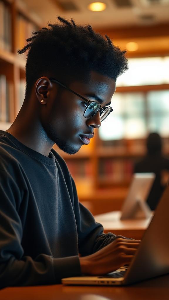 Deep focus student learning scene